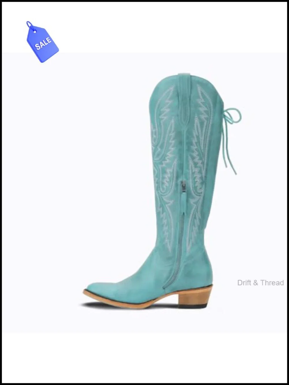 Over the Knee Cowboy Boots Women Adjustable Thigh High Block Heel PU